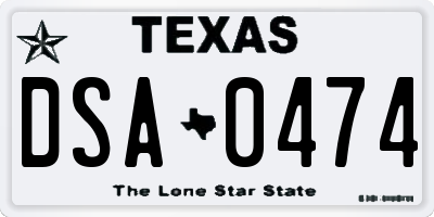 TX license plate DSA0474