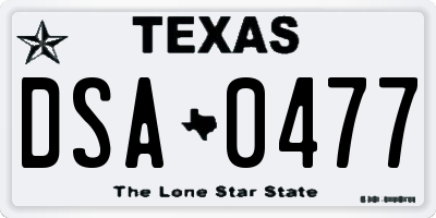 TX license plate DSA0477