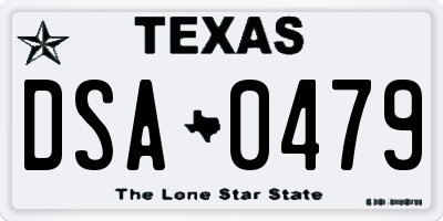 TX license plate DSA0479