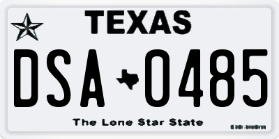 TX license plate DSA0485