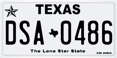 TX license plate DSA0486