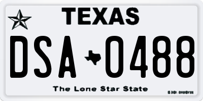 TX license plate DSA0488