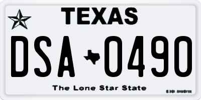 TX license plate DSA0490