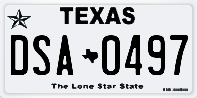 TX license plate DSA0497