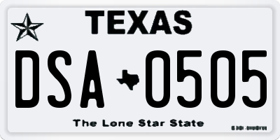 TX license plate DSA0505