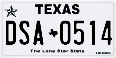 TX license plate DSA0514