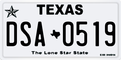 TX license plate DSA0519