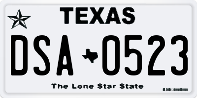 TX license plate DSA0523