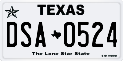 TX license plate DSA0524