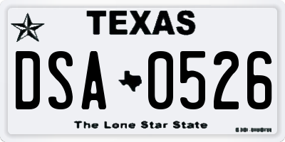 TX license plate DSA0526