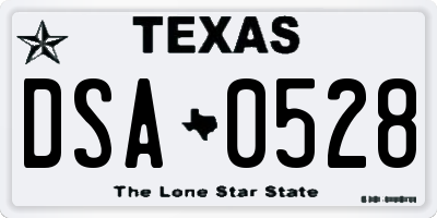 TX license plate DSA0528