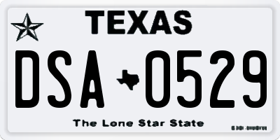 TX license plate DSA0529