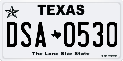 TX license plate DSA0530