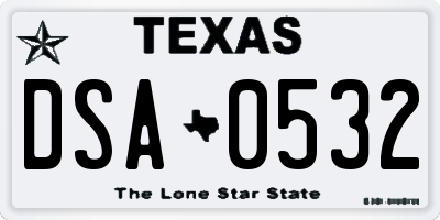 TX license plate DSA0532