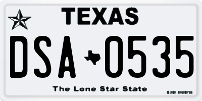 TX license plate DSA0535