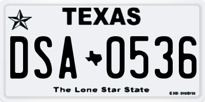 TX license plate DSA0536
