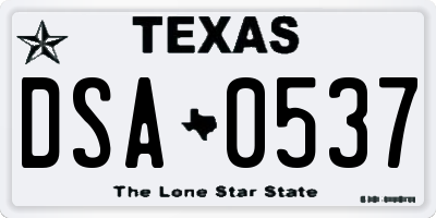 TX license plate DSA0537