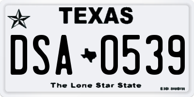 TX license plate DSA0539