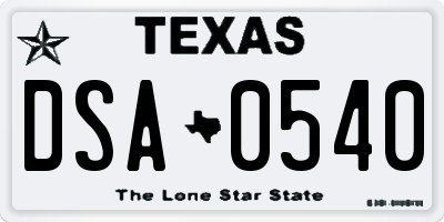 TX license plate DSA0540