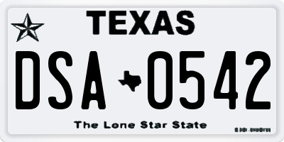TX license plate DSA0542