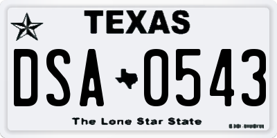 TX license plate DSA0543