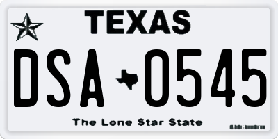 TX license plate DSA0545
