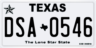 TX license plate DSA0546