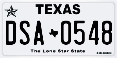 TX license plate DSA0548