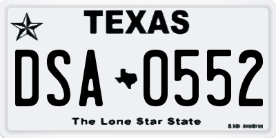 TX license plate DSA0552