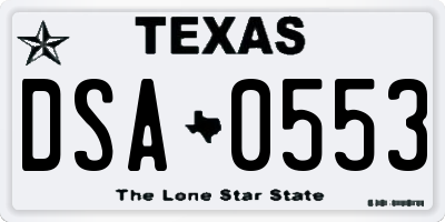 TX license plate DSA0553