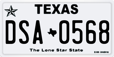 TX license plate DSA0568