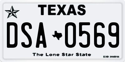 TX license plate DSA0569