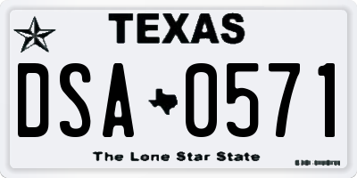 TX license plate DSA0571