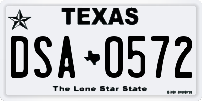 TX license plate DSA0572