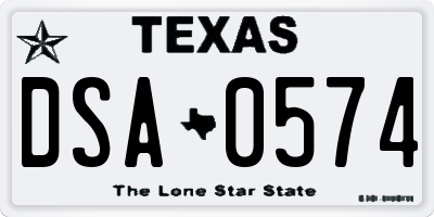 TX license plate DSA0574