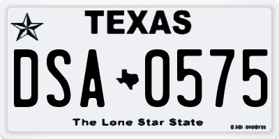 TX license plate DSA0575