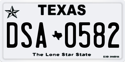 TX license plate DSA0582