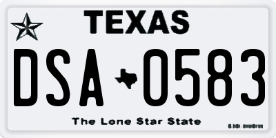 TX license plate DSA0583