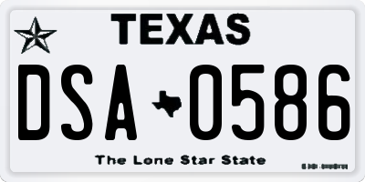 TX license plate DSA0586
