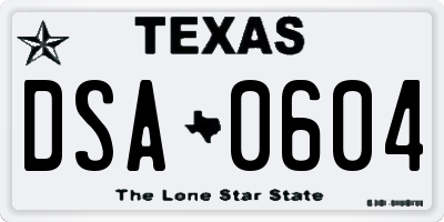 TX license plate DSA0604