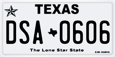 TX license plate DSA0606
