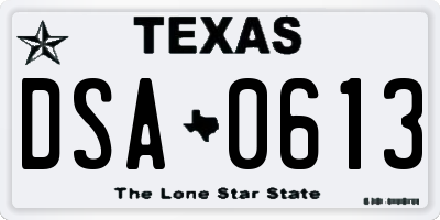 TX license plate DSA0613