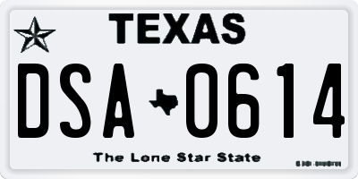 TX license plate DSA0614