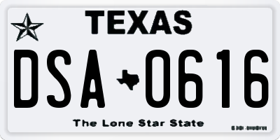 TX license plate DSA0616