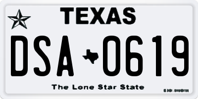 TX license plate DSA0619