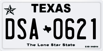 TX license plate DSA0621