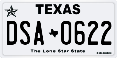 TX license plate DSA0622
