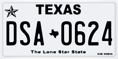 TX license plate DSA0624