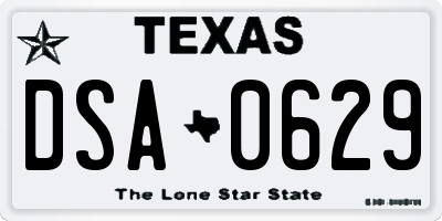 TX license plate DSA0629