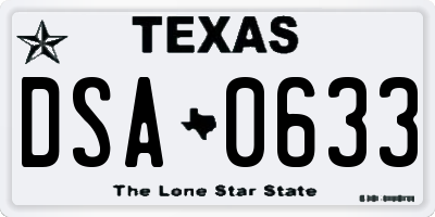 TX license plate DSA0633